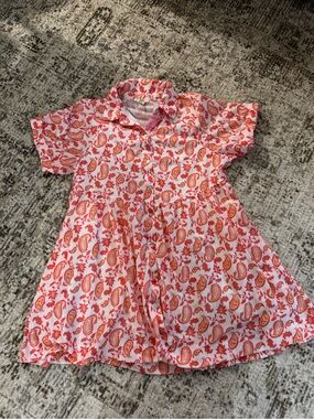 ENTRO Pink & Orange Paisley Button-Front Dress